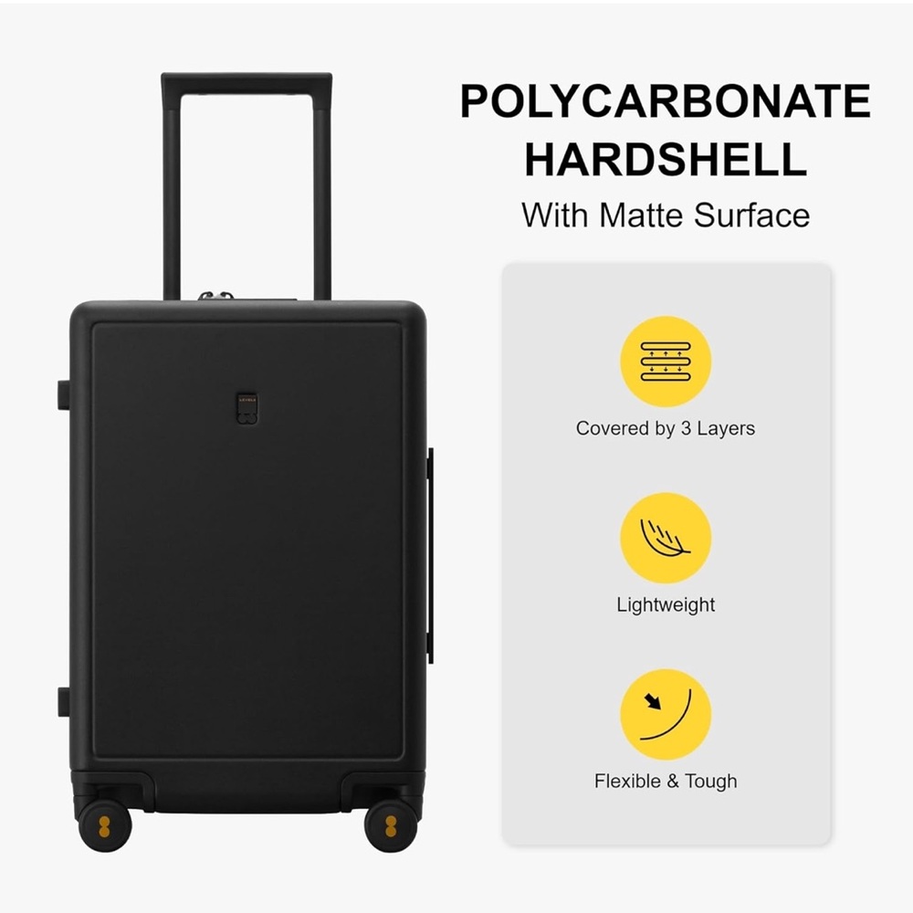 Black Polycarbonate Hardshell Suitcase 26x17.5x10… - image 1